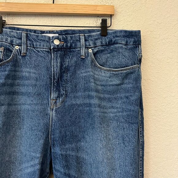 GOOD AMERICAN Good Curve Raw Hem Straight Jeans #GCSREFW386 Blue - Picture 3 of 13